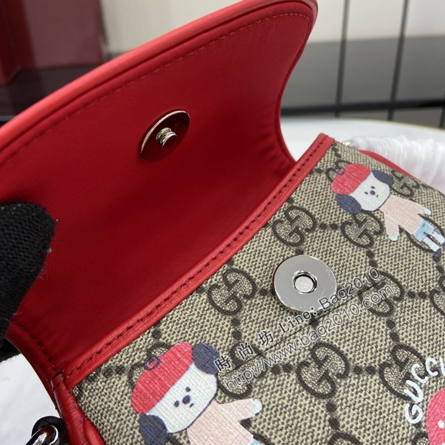 Gucci專櫃古馳2025早春兒童系列最新款動物印花下挎包 jh2921型號：814014